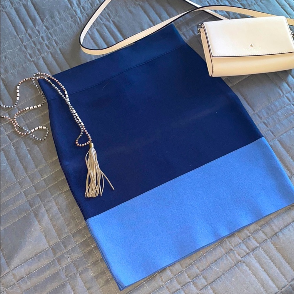 Navy blue with royal blue band bodycon skirt